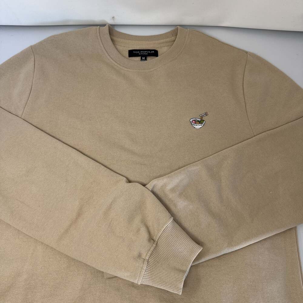 VOX POPULI Authentic Ramen Patch Crewneck Sweatshirt In Beige